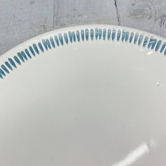 Rachael Ray SUN DAISY L008 Handpainted Blue Lines Stoneware Dinner Plate Set 4 - Picture 12 of 16